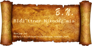 Blüttner Nikodémia névjegykártya